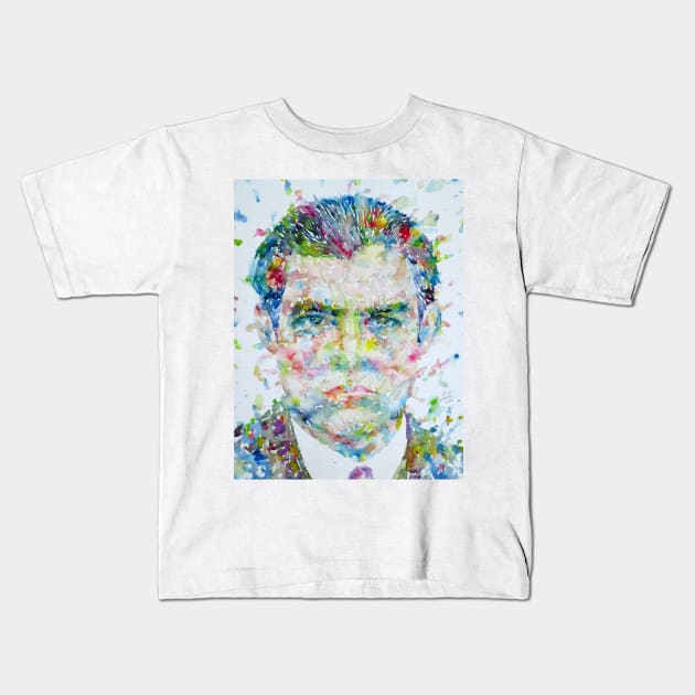 ERNEST HEMINGWAY  - watercolor portrait .7 Kids T-Shirt by lautir